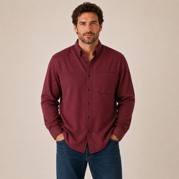 L.L. Bean Other - LL Bean Mens XL Flannel Shirt Red Black Houndstooth Traditional Fit Cotton